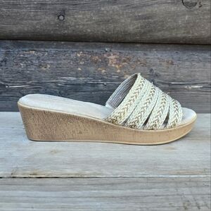 Soft Style NEW Coastal Boho Woven Raffia Comfort Wedge Slide Sandals 8.5M